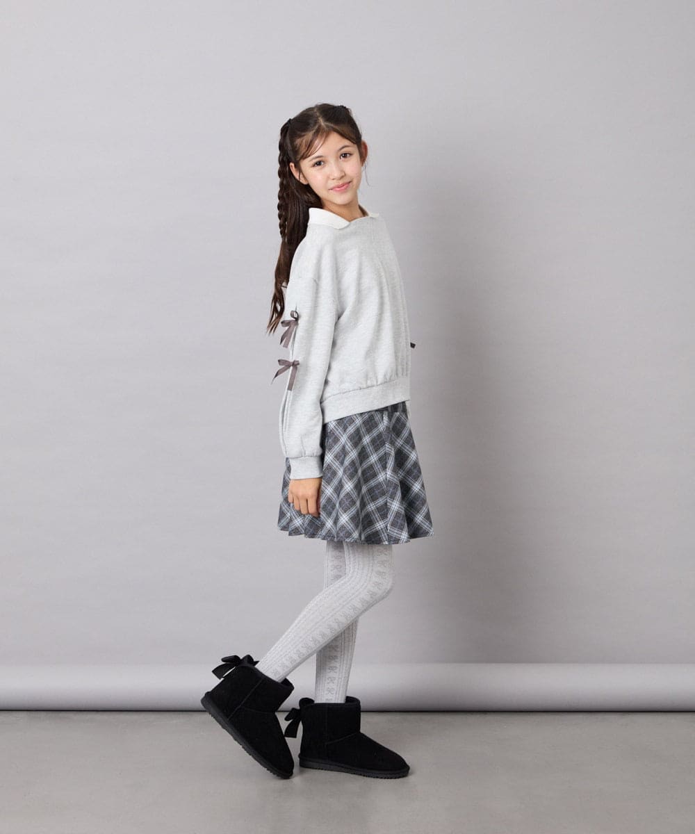 KJLKD12039 a.v.v KIDS(アー・ヴェ・ヴェ) [130-150]【洗える】フレアスカート見えスカパン ブラック