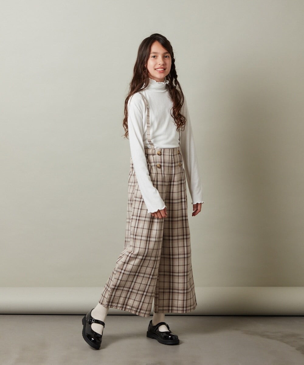 KJLKT41039 a.v.v KIDS(アー・ヴェ・ヴェ) [140-150]【セットアップ対応】サス付きフロントボタンワイドパンツ アイボリー