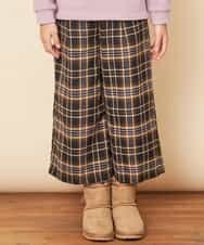 KJLLJ26034 a.v.v KIDS(アー・ヴェ・ヴェ) [100-130]サスペンダー付きチェックワイドパンツ[WEB限定サイズ] ネイビー