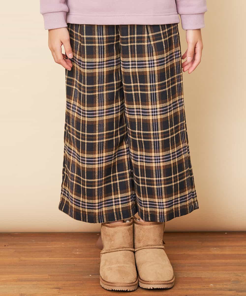 KJLLJ26034 a.v.v KIDS(アー・ヴェ・ヴェ) [100-130]サスペンダー付きチェックワイドパンツ[WEB限定サイズ] ネイビー