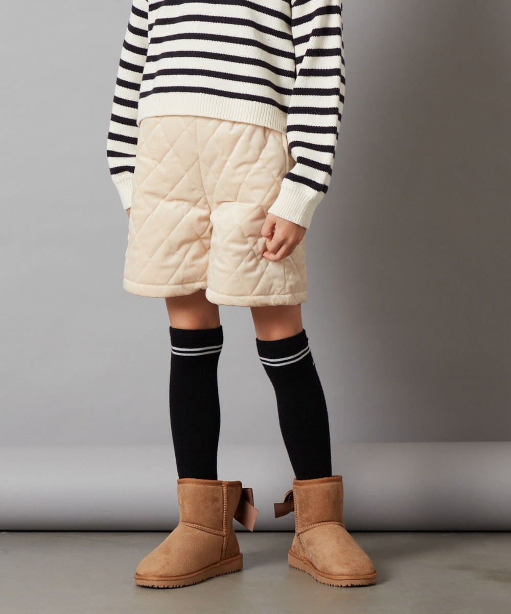 KJLLS61029 a.v.v KIDS(アー・ヴェ・ヴェ) [100-130]ベロアキルティングショートパンツ アイボリー