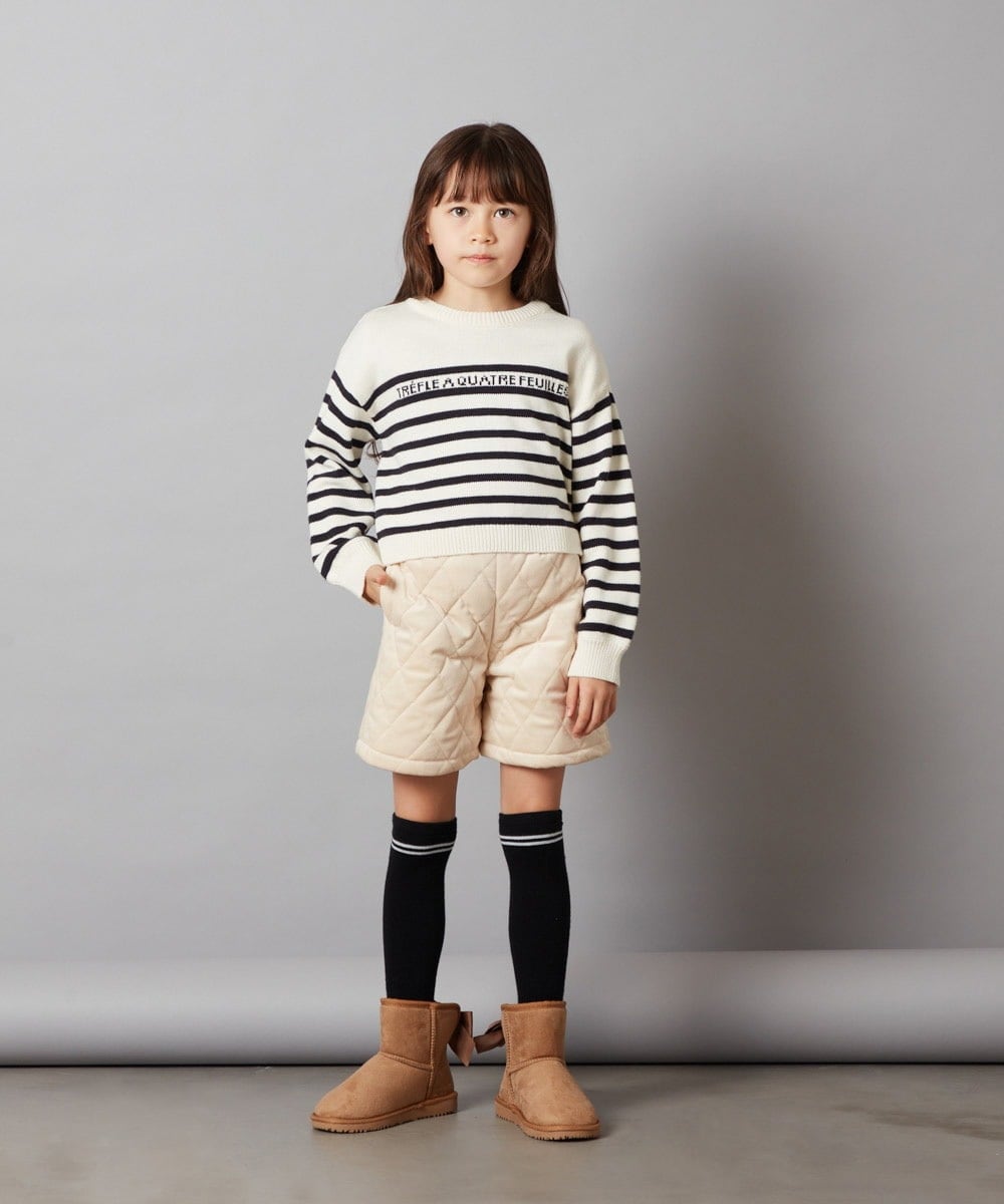 KJLLS61029 a.v.v KIDS(アー・ヴェ・ヴェ) [100-130]ベロアキルティングショートパンツ ブラック