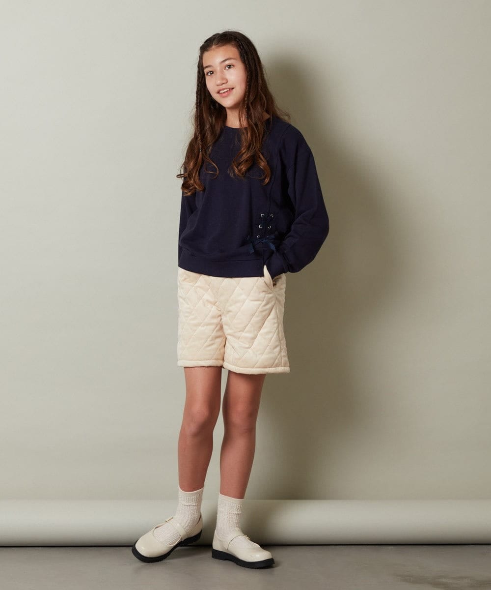 KJLLS61029 a.v.v KIDS(アー・ヴェ・ヴェ) [100-130]ベロアキルティングショートパンツ ブラック