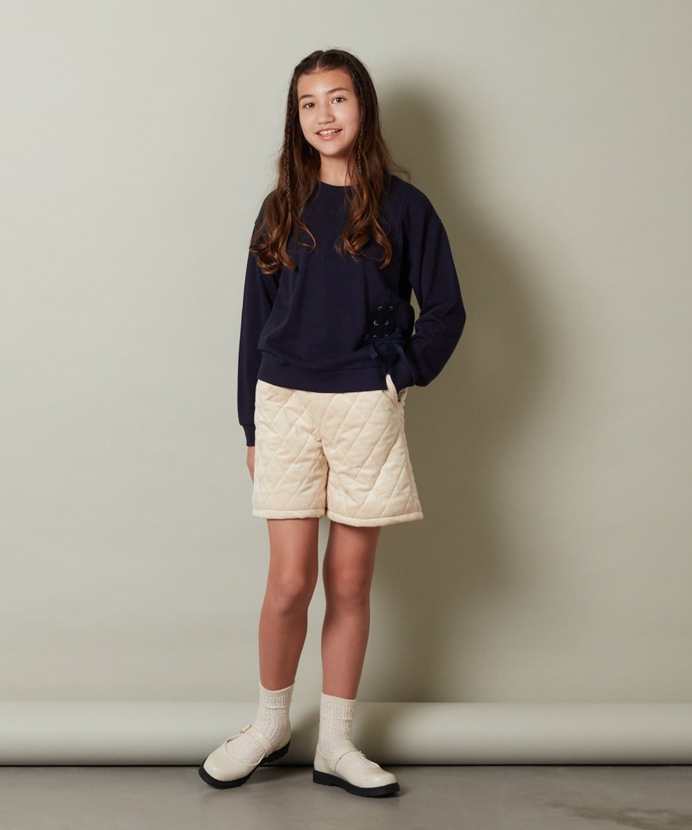 KJLLS61029 a.v.v KIDS(アー・ヴェ・ヴェ) [100-130]ベロアキルティングショートパンツ ブラック