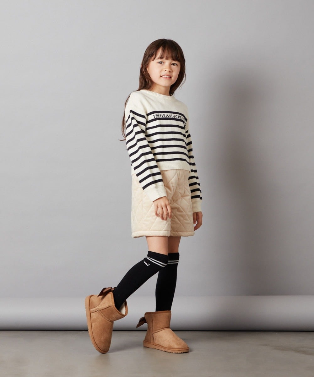 KJLLU61039 a.v.v KIDS(アー・ヴェ・ヴェ) [160]ベロアキルティングショートパンツ アイボリー