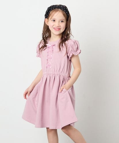 KJPGD01034 a.v.v KIDS [120-160]【接触冷感/毛玉になりにくい】レースアップフレアワンピース