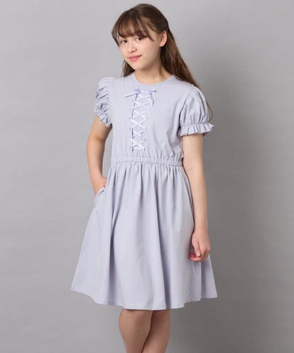 KJPGD01034 a.v.v KIDS [120-160]【接触冷感/毛玉になりにくい】レースアップフレアワンピース