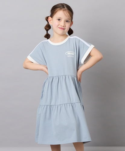 KJPGD02039 a.v.v KIDS [120-160]【接触冷感/毛玉になりにくい】配色ティアードワンピース