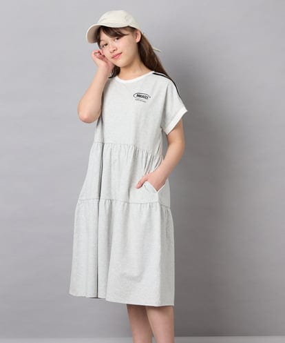 KJPGD02039 a.v.v KIDS [120-160]【接触冷感/毛玉になりにくい】配色ティアードワンピース