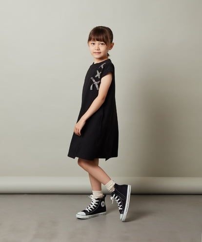 KJPHT20034  [140-150]レースアップカットソーワンピース