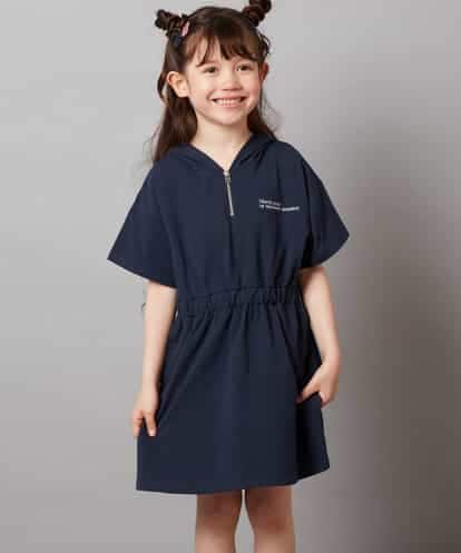 KJPHV20034 a.v.v KIDS 【接触冷感/ジメジメ対策/毛玉になりにくい】[100-130]ハーフジップフーディワンピース