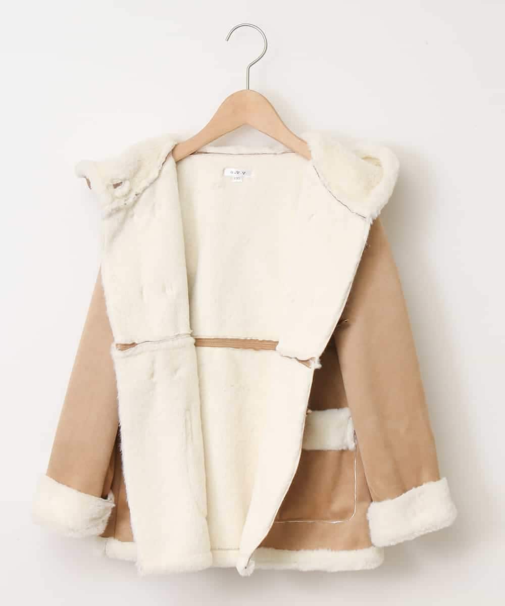 KJUAG02059 a.v.v KIDS(アー・ヴェ・ヴェ) [100-130]フェイクムートンコート[WEB限定サイズ] キャメル