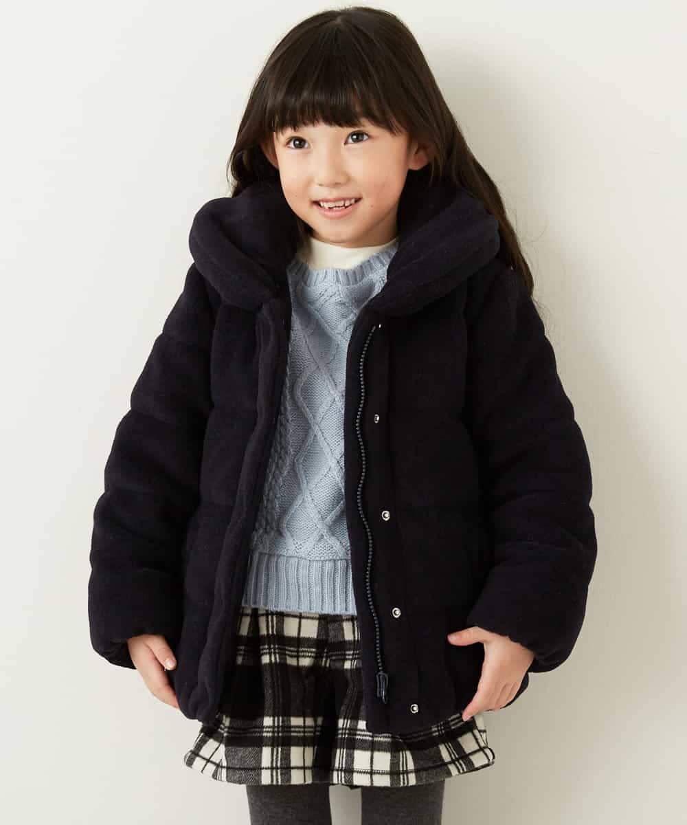 KJUAG04059 a.v.v KIDS(アー・ヴェ・ヴェ) [100-130]【洗える】メランジ起毛中綿コート[WEB限定サイズ] ネイビー