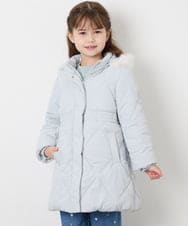 KJUAG45089 a.v.v KIDS(アー・ヴェ・ヴェ) [120-160]【手洗い可/フード取り外し可】中綿ロングコート ライトブルー