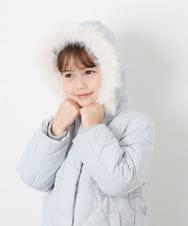 KJUAG45089 a.v.v KIDS(アー・ヴェ・ヴェ) [120-160]【手洗い可/フード取り外し可】中綿ロングコート ライトブルー