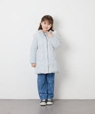 KJUAG45089 a.v.v KIDS(アー・ヴェ・ヴェ) [120-160]【手洗い可/フード取り外し可】中綿ロングコート ライトブルー