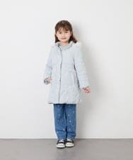 KJUAG45089 a.v.v KIDS(アー・ヴェ・ヴェ) [120-160]【手洗い可/フード取り外し可】中綿ロングコート ライトブルー