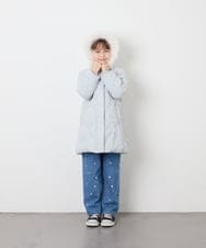 KJUAG45089 a.v.v KIDS(アー・ヴェ・ヴェ) [120-160]【手洗い可/フード取り外し可】中綿ロングコート ライトブルー