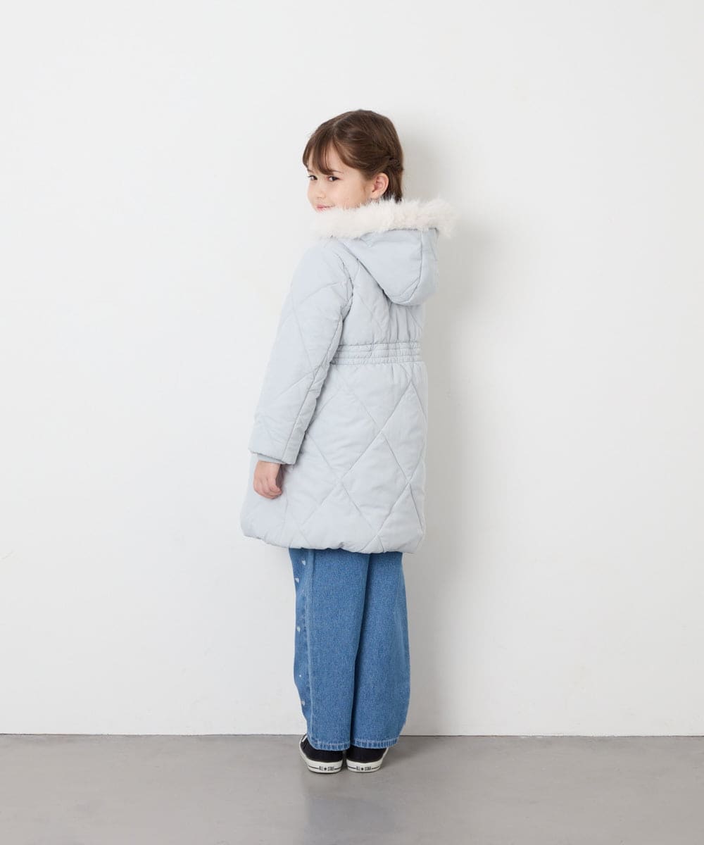 KJUAG45089 a.v.v KIDS(アー・ヴェ・ヴェ) [120-160]【手洗い可/フード取り外し可】中綿ロングコート ライトブルー