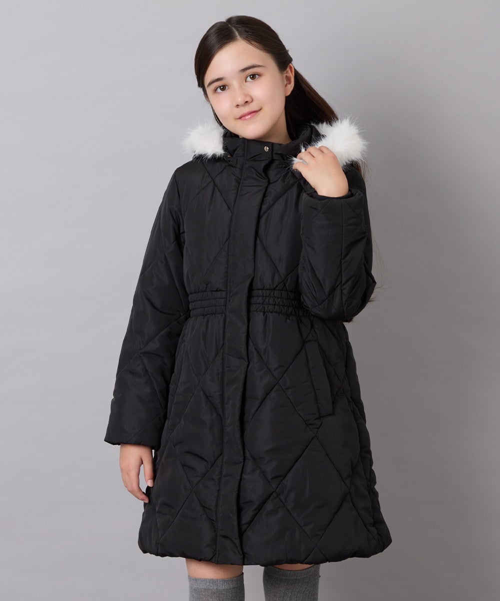 KJUAG45089 a.v.v KIDS(アー・ヴェ・ヴェ) [120-160]【手洗い可/フード取り外し可】中綿ロングコート ブラック