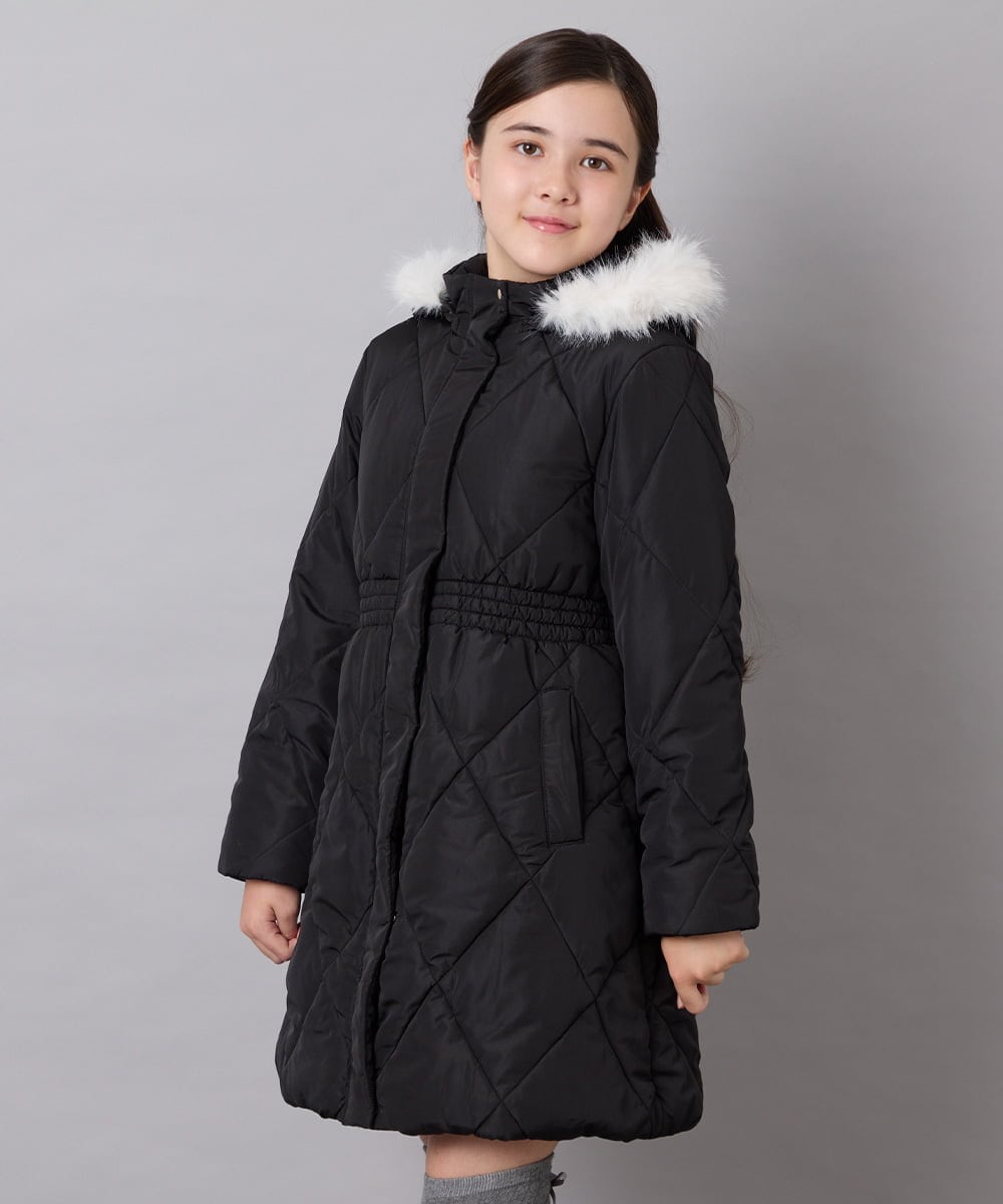 KJUAG45089 a.v.v KIDS(アー・ヴェ・ヴェ) [120-160]【手洗い可/フード取り外し可】中綿ロングコート ブラック
