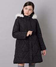KJUAG45089 a.v.v KIDS(アー・ヴェ・ヴェ) [120-160]【手洗い可/フード取り外し可】中綿ロングコート ブラック