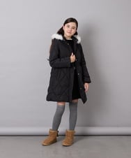 KJUAG45089 a.v.v KIDS(アー・ヴェ・ヴェ) [120-160]【手洗い可/フード取り外し可】中綿ロングコート ブラック
