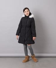 KJUAG45089 a.v.v KIDS(アー・ヴェ・ヴェ) [120-160]【手洗い可/フード取り外し可】中綿ロングコート ブラック