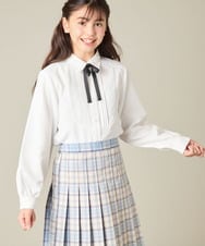 KQBBD01044 a.v.v KIDS(アー・ヴェ・ヴェ) [150-160]【2026 卒服/シワになりにくい】リボンタイ付きピンタックブラウス ホワイト