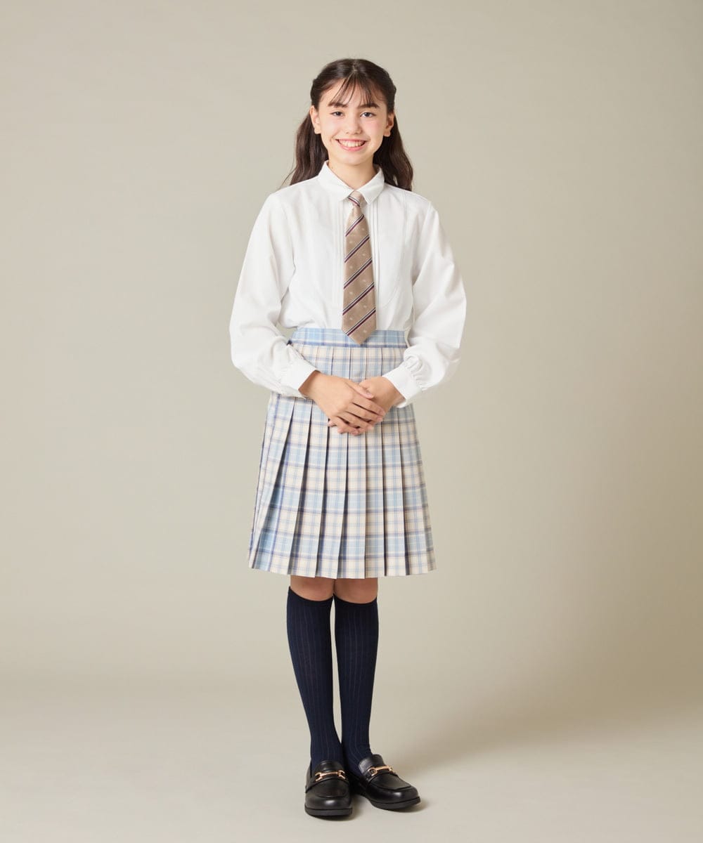 KQBBD01044 a.v.v KIDS(アー・ヴェ・ヴェ) [150-160]【2026 卒服/シワになりにくい】リボンタイ付きピンタックブラウス ホワイト