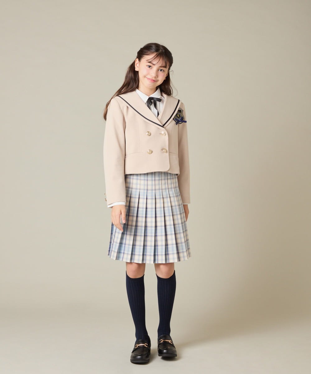 KQBBD01044 a.v.v KIDS(アー・ヴェ・ヴェ) [150-160]【2026 卒服/シワになりにくい】リボンタイ付きピンタックブラウス ホワイト