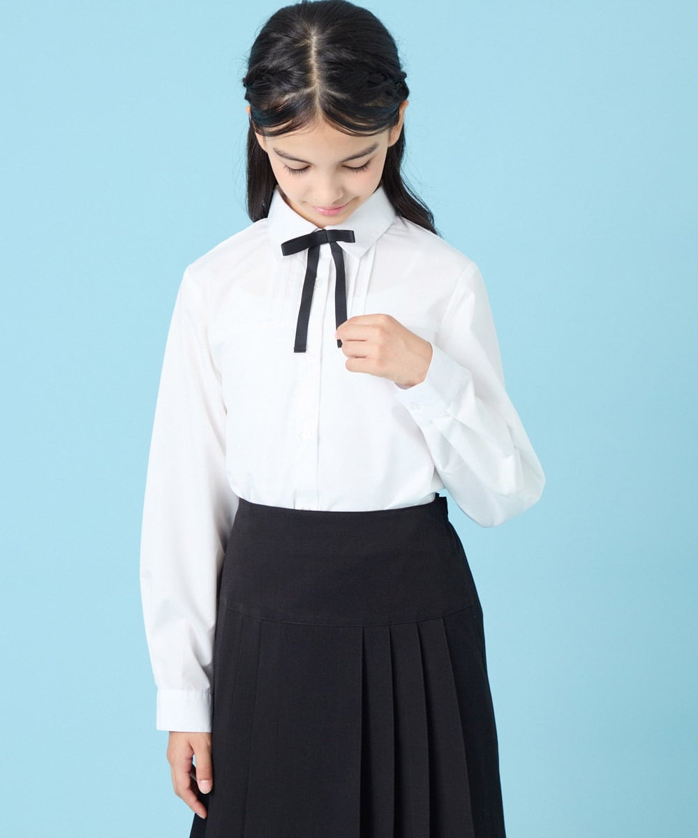 KQBBG02044 a.v.v KIDS(アー・ヴェ・ヴェ) [150-160]【リボン取り外し可能】リボン付きブラウス ホワイト