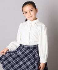 KQBCD01034 a.v.v KIDS(アー・ヴェ・ヴェ) [110-130]【取り外し可能リボンタイ】リボン付きカットソーブラウス ホワイト