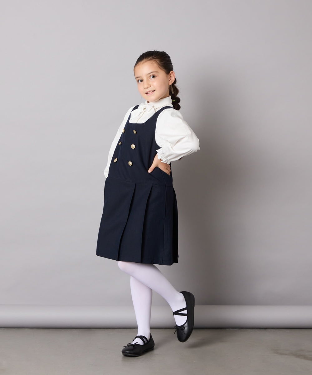 KQBCD01034 a.v.v KIDS(アー・ヴェ・ヴェ) [110-130]【取り外し可能リボンタイ】リボン付きカットソーブラウス ホワイト