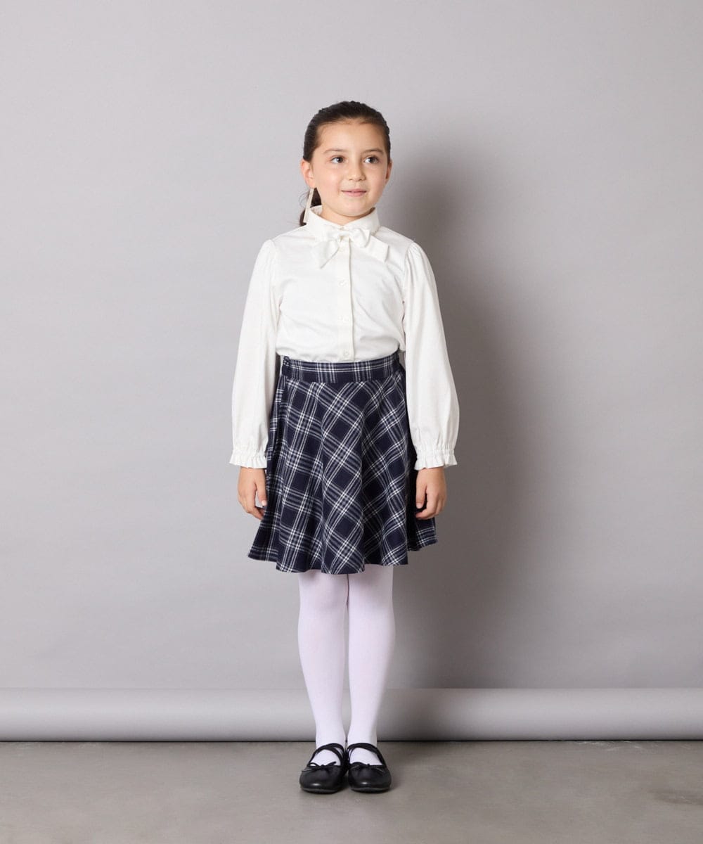 KQBCD01034 a.v.v KIDS(アー・ヴェ・ヴェ) [110-130]【取り外し可能リボンタイ】リボン付きカットソーブラウス ホワイト