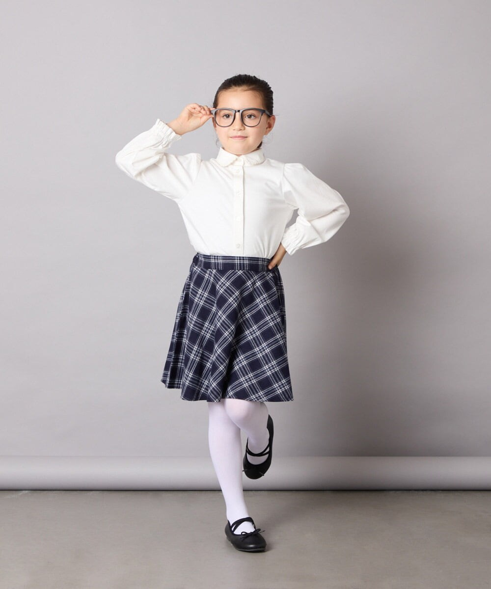 KQBCD01034 a.v.v KIDS(アー・ヴェ・ヴェ) [110-130]【取り外し可能リボンタイ】リボン付きカットソーブラウス ホワイト