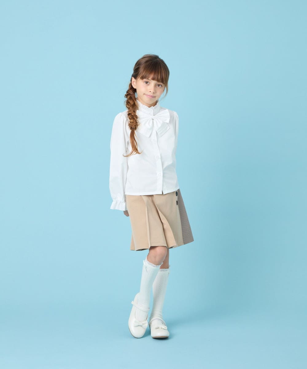 KQBCG01034 a.v.v KIDS(アー・ヴェ・ヴェ) [120-130]【リボン取り外し可能】セレモニーリボン付きブラウス ホワイト
