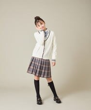KQCBD01044 a.v.v KIDS(アー・ヴェ・ヴェ) [150-160]【2026 卒服】配色ケーブルカーディガン ホワイト
