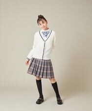 KQCBD01044 a.v.v KIDS(アー・ヴェ・ヴェ) [150-160]【2026 卒服】配色ケーブルカーディガン ホワイト
