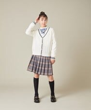 KQCBD01044 a.v.v KIDS(アー・ヴェ・ヴェ) [150-160]【2026 卒服】配色ケーブルカーディガン ホワイト