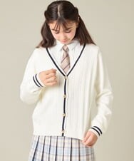 KQCBD01044 a.v.v KIDS(アー・ヴェ・ヴェ) [150-160]【2026 卒服】配色ケーブルカーディガン ホワイト