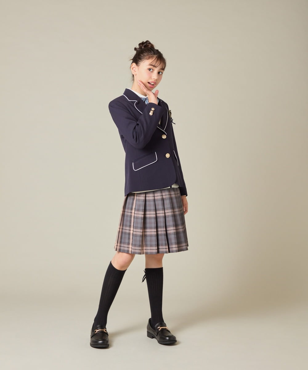 KQCBD01044 a.v.v KIDS(アー・ヴェ・ヴェ) [150-160]【2026 卒服】配色ケーブルカーディガン ホワイト