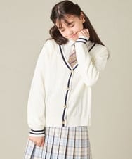 KQCBD01044 a.v.v KIDS(アー・ヴェ・ヴェ) [150-160]【2026 卒服】配色ケーブルカーディガン ホワイト