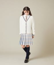 KQCBD01044 a.v.v KIDS(アー・ヴェ・ヴェ) [150-160]【2026 卒服】配色ケーブルカーディガン ホワイト