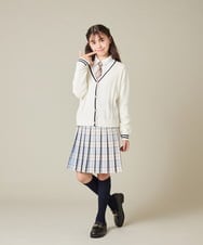 KQCBD01044 a.v.v KIDS(アー・ヴェ・ヴェ) [150-160]【2026 卒服】配色ケーブルカーディガン ホワイト