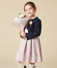 KQECA01129 a.v.v KIDS(アー・ヴェ・ヴェ) [100-130]【結婚式/セレモニー/オケージョン】フラワージャカードワンピース ピンク