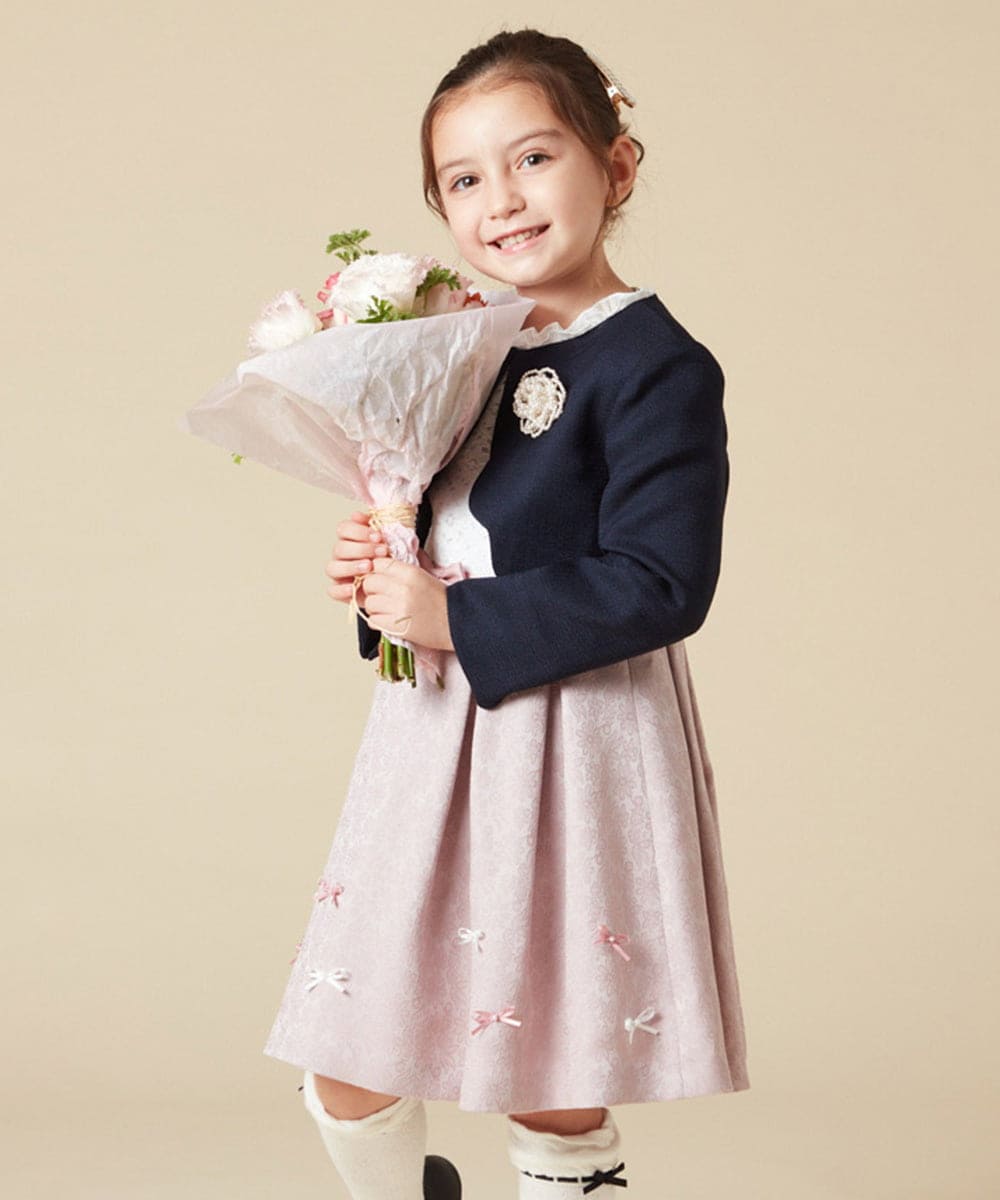 KQECA01129 a.v.v KIDS(アー・ヴェ・ヴェ) [100-130]【結婚式/セレモニー/オケージョン】フラワージャカードワンピース ピンク