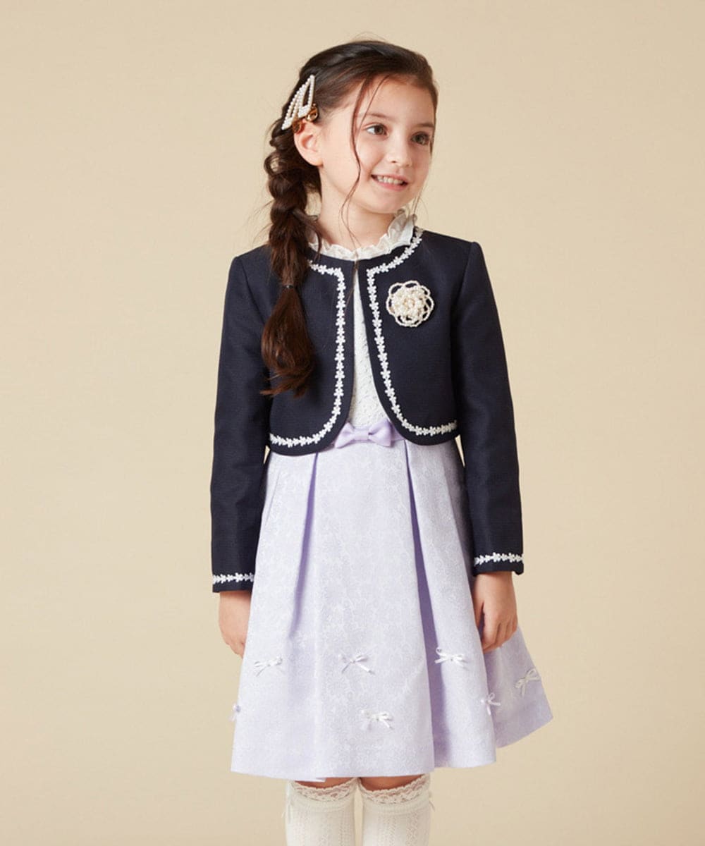 KQECA01129 a.v.v KIDS(アー・ヴェ・ヴェ) [100-130]【結婚式/セレモニー/オケージョン】フラワージャカードワンピース ラベンダー