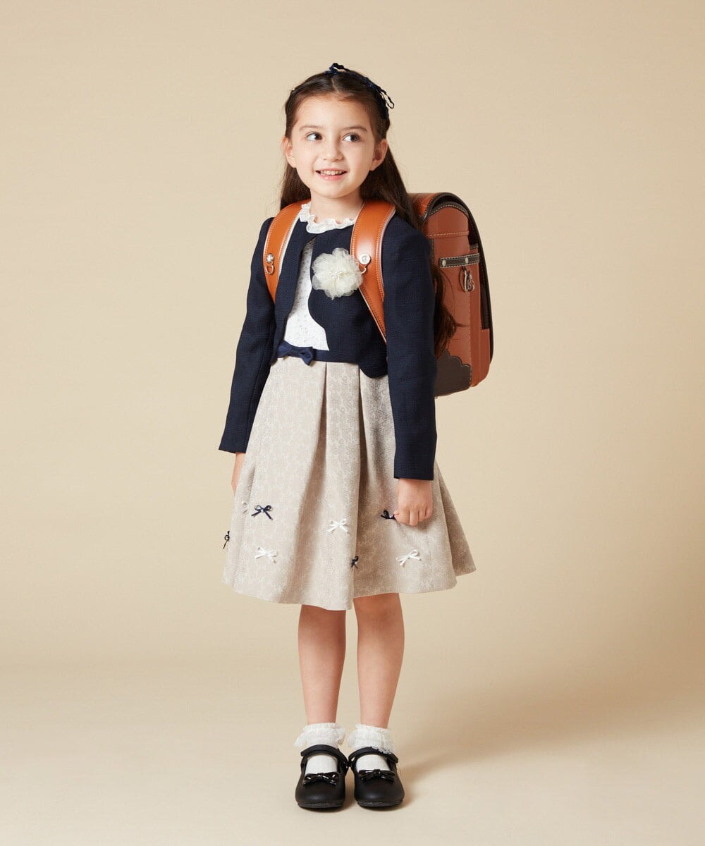 KQECA01129 a.v.v KIDS(アー・ヴェ・ヴェ) [100-130]【結婚式/セレモニー/オケージョン】フラワージャカードワンピース ベージュ