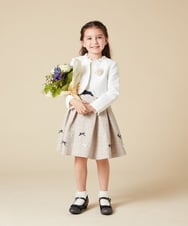 KQECA01129 a.v.v KIDS(アー・ヴェ・ヴェ) [100-130]【結婚式/セレモニー/オケージョン】フラワージャカードワンピース ベージュ